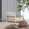 Picture of Ropipe Outdoor Aluminium & Rope Weave 1-Seater Swing Sofa in White, Set of 2