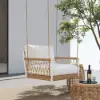 Picture of Ropipe Outdoor Aluminium & Rope Weave 1-Seater Swing Sofa in White, Set of 2