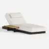 Tevara Outdoor Teak & Aluminium Adjustable Lounge Chaise in White, Set of 2