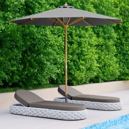 Cocaro Outdoor Aluminium & Rope Weave Adjustable Chaise Lounge in Grey, Set of 2