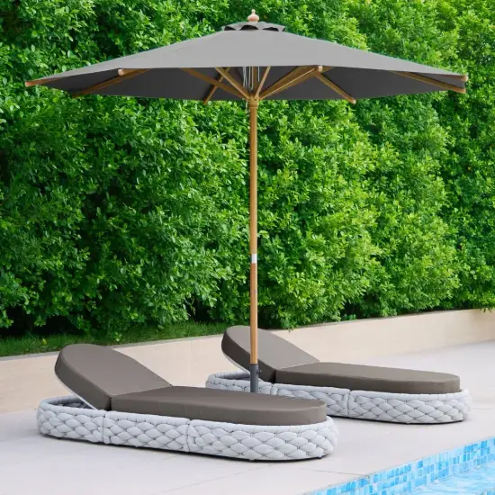 Cocaro Outdoor Aluminium & Rope Weave Adjustable Chaise Lounge in Grey, Set of 2