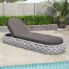 Cocaro Outdoor Aluminium & Rope Weave Adjustable Chaise Lounge in Grey, Set of 2