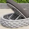 Cocaro Outdoor Aluminium & Rope Weave Adjustable Chaise Lounge in Grey, Set of 2