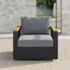 Picture of Tevara Outdoor Teak & Aluminium Swivel Lounge Chair in Grey, Set of 2