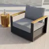 Picture of Tevara Outdoor Teak & Aluminium Swivel Lounge Chair in Grey, Set of 2