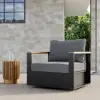 Picture of Tevara Outdoor Teak & Aluminium Swivel Lounge Chair in Grey, Set of 2