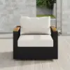 Picture of Tevara Outdoor Teak & Aluminium Swivel Lounge Chair in White – Black