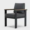 Tevara Outdoor Teak & Aluminium Dining Chairs in Grey, Set of 4