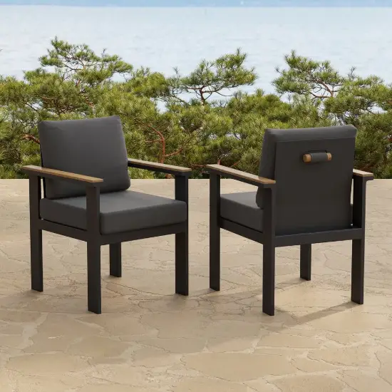 Tevara Outdoor Teak & Aluminium Dining Chairs in Grey, Set of 6
