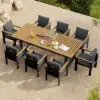 Tevara Outdoor Teak & Aluminium Dining Chairs in Grey, Set of 8