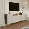 1800mm Sintered Stone Top Tall Beige TV Stand with 4 Doors & 5 Shelves