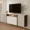 1800mm Sintered Stone Top Tall Beige TV Stand with 4 Doors & 5 Shelves