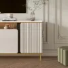 1800mm Sintered Stone Top Tall Beige TV Stand with 4 Doors & 5 Shelves