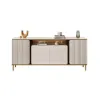 1800mm Sintered Stone Top Tall Beige TV Stand with 4 Doors & 5 Shelves
