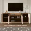 1800mm Sintered Stone Top Tall Beige TV Stand with 4 Doors & 5 Shelves