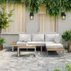 Slatera Outdoor Acacia & Aluminium Modular Sofa Set in Light Grey