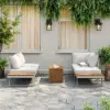 Slatera Outdoor Acacia & Aluminium Modular Sofa Set in Light Grey
