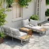 Slatera Outdoor Acacia & Aluminium Modular Sofa Set in Light Grey