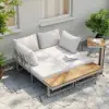 Slatera Outdoor Acacia & Aluminium Modular Sofa Set in Light Grey