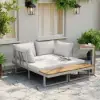 Slatera Outdoor Acacia & Aluminium Modular Sofa Set in Light Grey