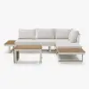 Slatera Outdoor Acacia & Aluminium Modular Sofa Set in Light Grey