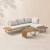 Slatera Outdoor Acacia & Aluminium Modular Sofa Set in Light Grey