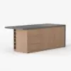 Japandi 183 cm Wood Kitchen Island with Storage, Concrete Grey & Natural – Style