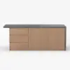 Japandi 183 cm Wood Kitchen Island with Storage, Concrete Grey & Natural – Style