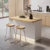 Japandi 127 cm Natural & White Kitchen Island with Storage & LED Lighting