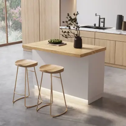 Picture of Japandi 127 cm Natural & White Kitchen Island with Storage & LED Lighting