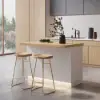 Japandi 127 cm Natural & White Kitchen Island with Storage & LED Lighting