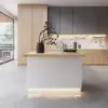 Japandi 127 cm Natural & White Kitchen Island with Storage & LED Lighting