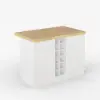 Japandi 127 cm Natural & White Kitchen Island with Storage & LED Lighting