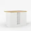Japandi 127 cm Natural & White Kitchen Island with Storage & LED Lighting