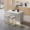 Japandi 130 cm White Kitchen Island with Storage & LED Lighting