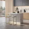 Japandi 130 cm White Kitchen Island with Storage & LED Lighting
