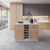 Japandi 130 cm White Kitchen Island with Storage & LED Lighting