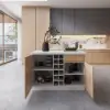 Japandi 130 cm White Kitchen Island with Storage & LED Lighting