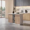 Japandi 130 cm White Kitchen Island with Storage & LED Lighting