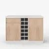 Japandi 130 cm White Kitchen Island with Storage & LED Lighting