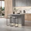 Japandi 130 cm Grey Kitchen Island with Storage & LED Lighting