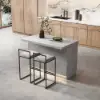 Japandi 130 cm Grey Kitchen Island with Storage & LED Lighting