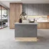 Japandi 130 cm Grey Kitchen Island with Storage & LED Lighting