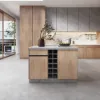 Japandi 130 cm Grey Kitchen Island with Storage & LED Lighting