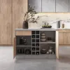 Japandi 130 cm Grey Kitchen Island with Storage & LED Lighting