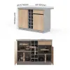 Japandi 130 cm Grey Kitchen Island with Storage & LED Lighting