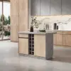 Japandi 130 cm Grey Kitchen Island with Storage & LED Lighting