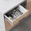 Japandi 130 cm Grey Kitchen Island with Storage & LED Lighting