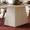 200cm Modern Rectangular Faux Travertine Dining Table, Indoor/Outdoor, Seats 6-8