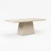 200cm Modern Rectangular Faux Travertine Dining Table, Indoor/Outdoor, Seats 6-8